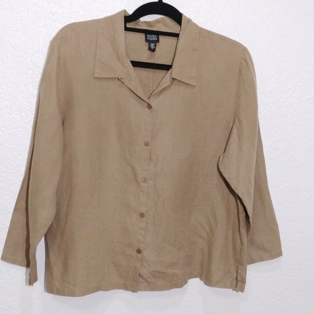 Eileen Fisher 100% Organic Linen Button Down Shirt